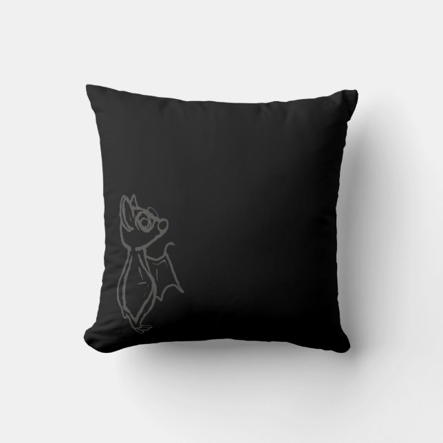 Coussin Black Blinky Bat outlined Throw Pillow (Recto)