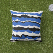 Coussin Black, blue and white wave pattern cushion (Herbe)