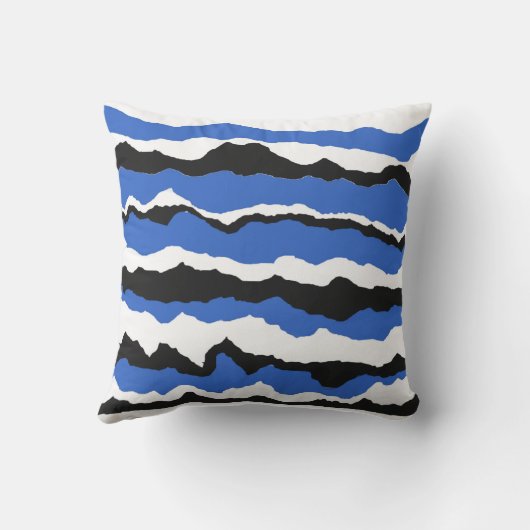 Coussin Black, blue and white wave pattern cushion (Verso)