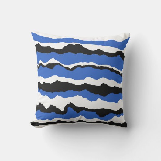 Coussin Black, blue and white wave pattern cushion (Recto)