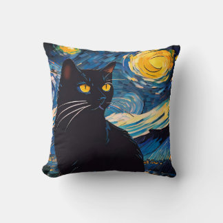 Coussin Black Cat Fantasy Throw Pillow