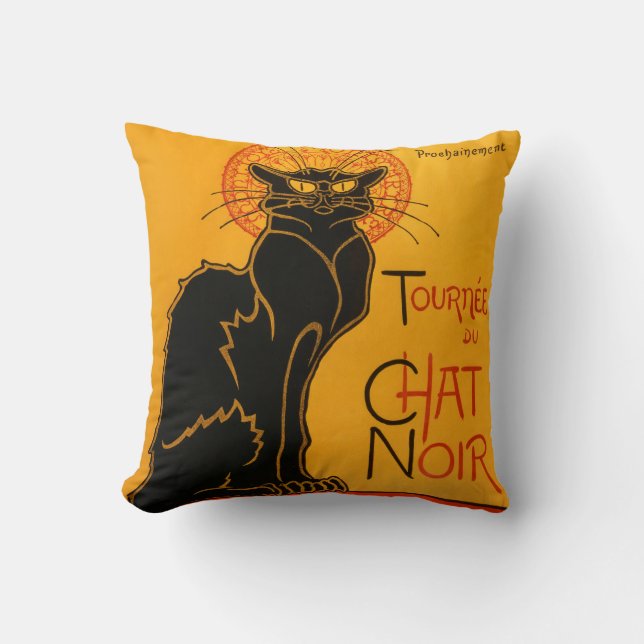 Coussin Black Cat Vintage Halloween Steinlen Poster (Recto)