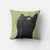 Coussin Black Cat Vintage Lino Imprimer Poussin 16" (Recto)