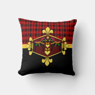 Coussin Black Folk Dala cheval, tirage diamant rouge, or