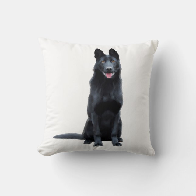 Coussin Black German Shepherd Eau Couleur Art Peinture (Recto)