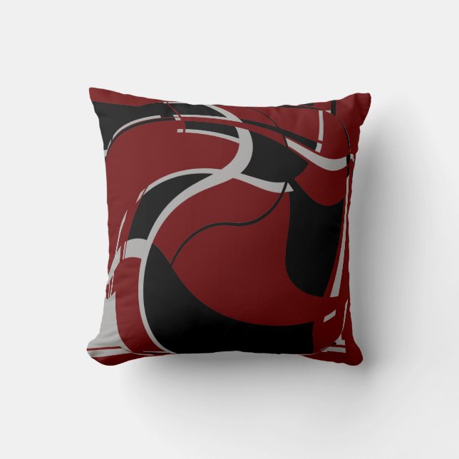 Coussin Black Grey sur Bourgogne Swirling MCM Look Art Mot (Recto)