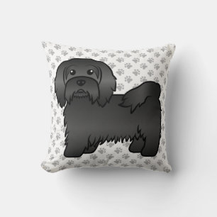Coussin Black Havanais mignon caricature Chien & Paws