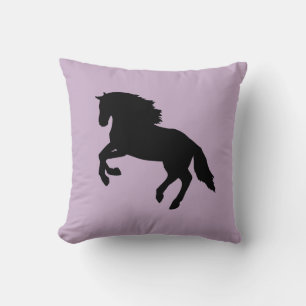 Coussin Black Horse Silhouette Courir Cheval Violet Coussi