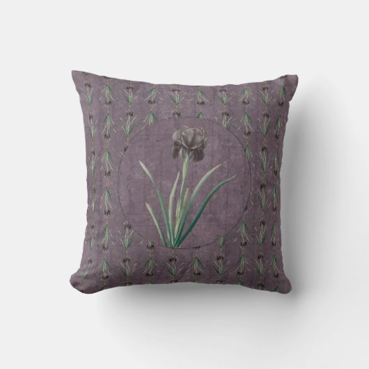 Coussin Black Iris on an antique tapestry (Recto)