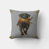 Coussin Black Labrador Retriever & Pheasant throw cushion (Recto)