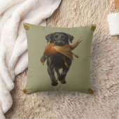 Coussin Black Labrador Retriever & Pheasant throw cushion (Couverture)