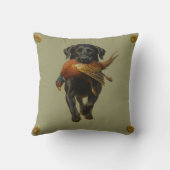 Coussin Black Labrador Retriever & Pheasant throw cushion (Verso)