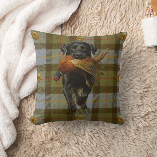 Coussin Black Labrador Retriever & Pheasant throw cushion (Couverture)