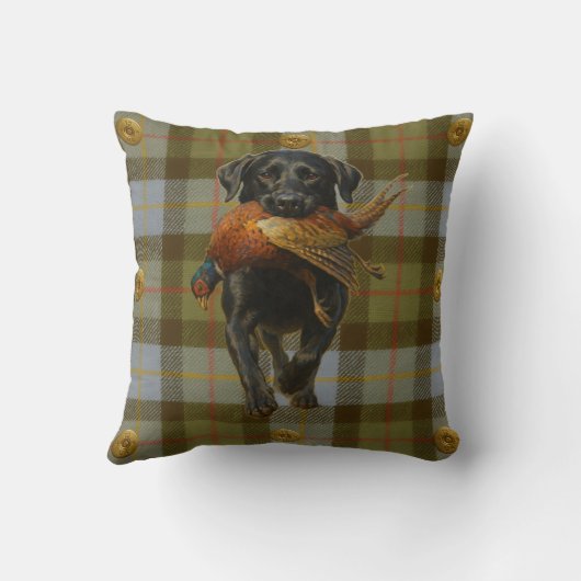 Coussin Black Labrador Retriever & Pheasant throw cushion (Verso)