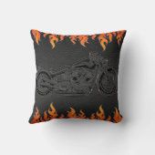 Coussin Black Leather Orange Flames (Verso)