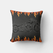 Coussin Black Leather Orange Flames (Recto)