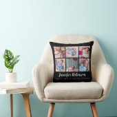 Coussin Black Monogrammed Birth Stat Black Photo Collage (Chaise)