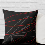 Coussin Black Red Gris moderne élégant Abstrait<br><div class="desc">L'oreiller à jetons moderne présente une élégante composition linéaire abstraite en noir et rouge avec des accents gris. Un design abstrait élégant avec un motif linéaire organique présente des accents rouges et gris sur un arrière - plan noir. Le design artistique sur le devant est une composition en couches qui...</div>