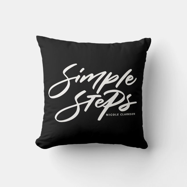 Coussin Black Simple Steps Quote Modern Calligraphy (Recto)