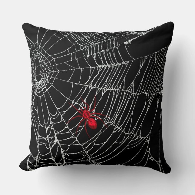 Coussin Black Spider Web Goth Grunge Halloween Déplaisant (Recto)