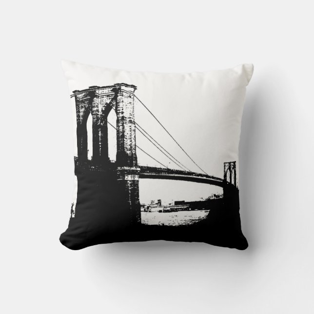 Coussin Black & White Brooklyn Bridge New York City Coussi (Recto)