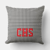 Coussin Black White Chech School INITIALES Red Student Fun (Recto)