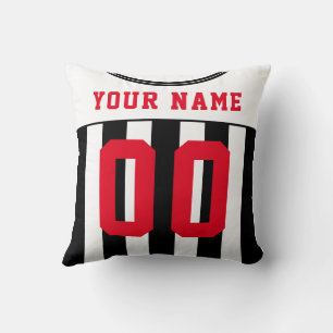 Coussin Black & White Football Football Jersey Nom Numéro