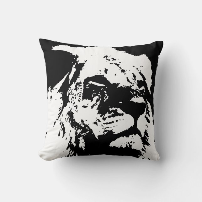 Coussin Black & white lion pop art (Recto)