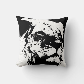 Coussin Black & white lion pop art