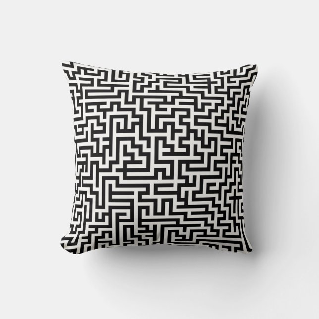 Coussin Black White Maze Lines (Recto)
