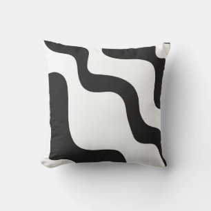 Coussin Black & White Wave Abstrait Art moderne chic