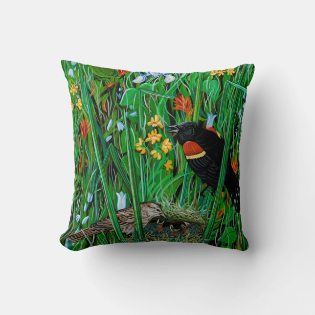 Coussin Blackbird de l'aile rouge (Recto)