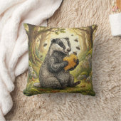 Coussin Blaireau adorable mangeant du miel Animaux de la f (Couverture)
