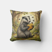 Coussin Blaireau adorable mangeant du miel Animaux de la f (Recto)