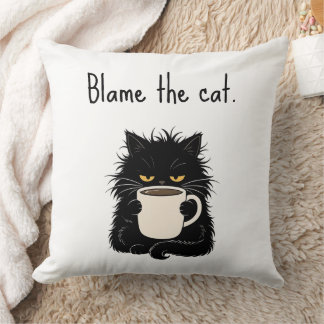 Coussin Blâmer le chat Amusing chat noir grincheux amateur