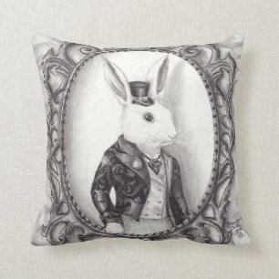 Coussin blanc Alice de lapin dans le coussin du