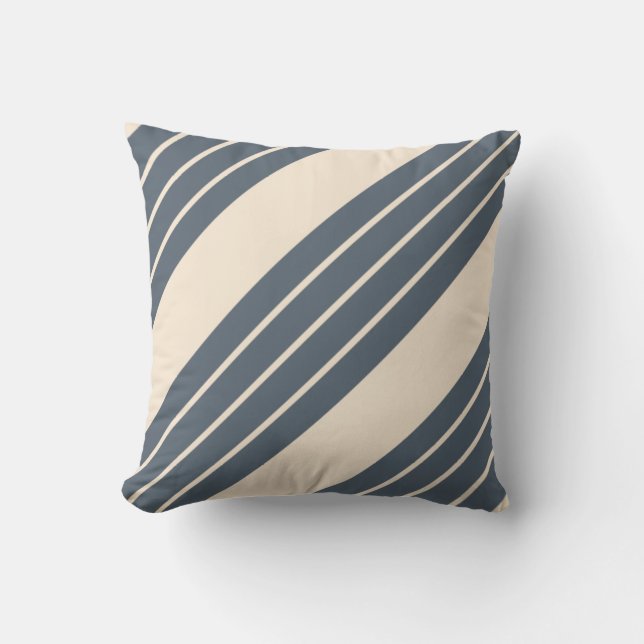 Coussin Blanc antique et rayures de corail noir (Recto)