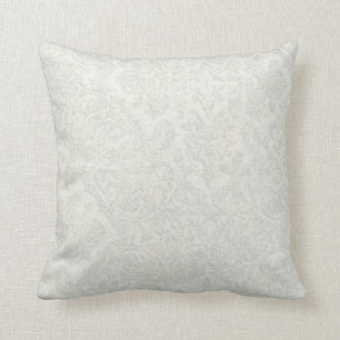 Coussin Blanc, argent, damassé, carreau de coton
