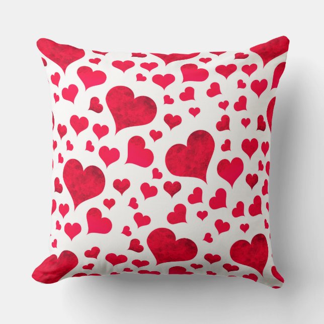 COUSSIN BLANC AUX COEURS ROUGES ÉPARPILLÉS (Recto)