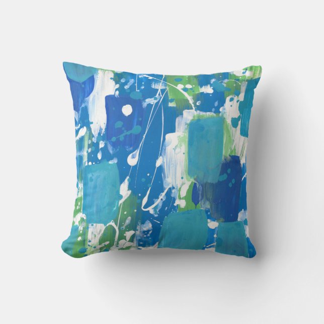 Coussin Blanc bleu Abstrait (Recto)