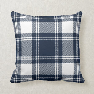 Coussin Blanc bleu écossais à la mode de plaid de tartan