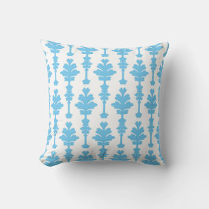 Coussin Blanc & Bleu Turquoise Damas Moderne Glamour