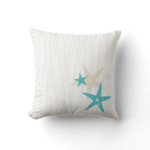 Coussin blanc carré d'étoiles de mer