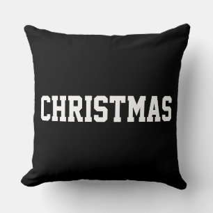 Coussin Blanc CHRISTMAS Texte Gras Sur Fond Noir Moderne