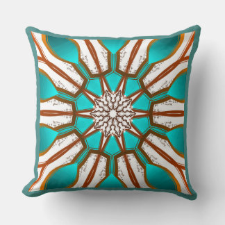 Coussin Blanc de brun de turquoise de conception de