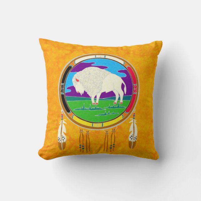 Coussin blanc de carré de Natif américain de (Recto)