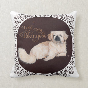 Coussin blanc de chien de Pekingese