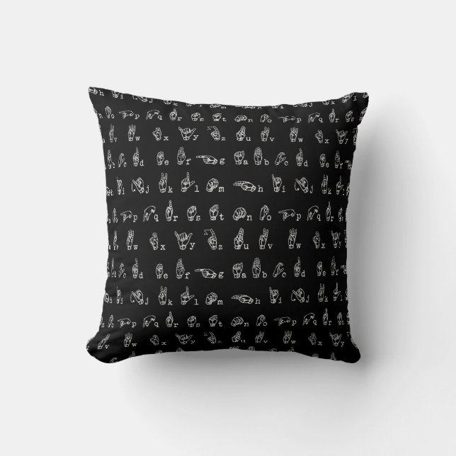 Coussin Blanc de //d'alphabet de langue des signes sur (Recto)