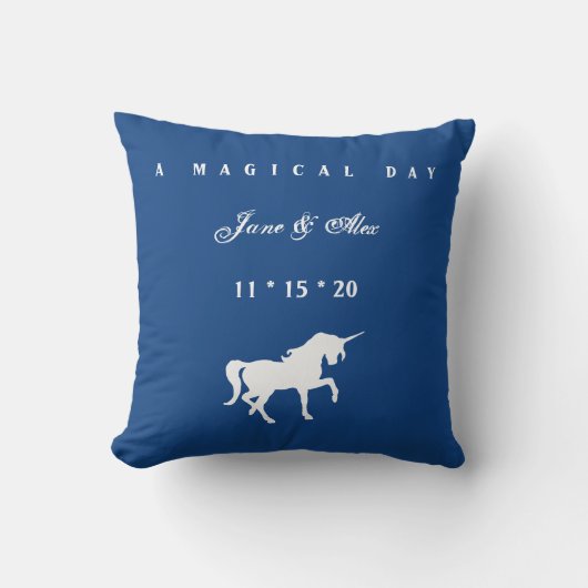 Coussin blanc de mariage de licorne (Recto)