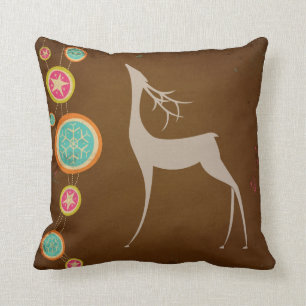 Coussin blanc de vacances de cerfs communs du pays